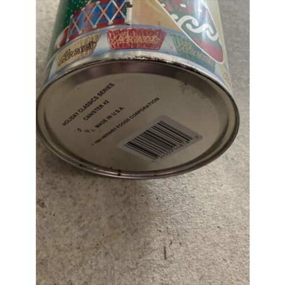 Vintage Collectible Tin - 1990 Hershey Reeses - Green Christmas Bear in Stocking - Picture 5 of 8